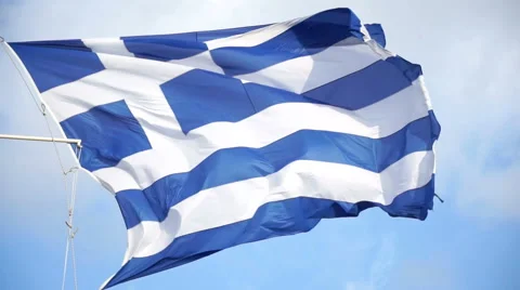Flag of Greece, flaping on wind. Video stock 61647232