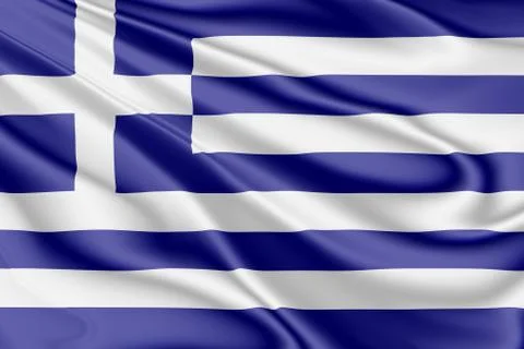 Flag of Greece floating in the wind Stock Illustration
