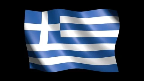 Flag of Greece isolated on alpha channel, seamless looping Stock Footage 73437092