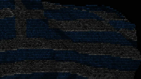 Flag of Greece made of computer code, looping animation Stockbeeldmateriaal 145158232