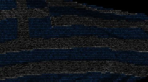 Flag of Greece made of computer code, 3d rendering 스톡 일러스트