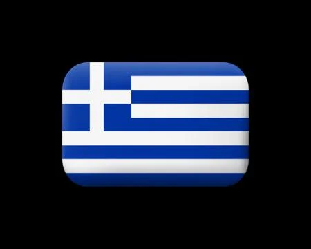 Flag of Greece. Matted Vector Icon and Button. Rectangular Shape Stock Illustration