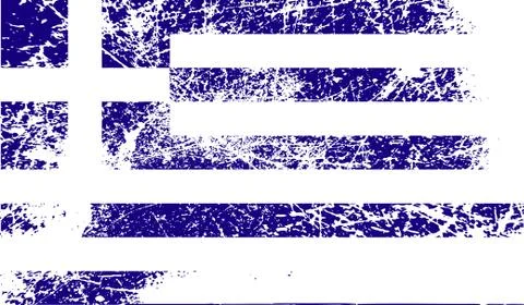 Flag of Greece with old texture. Vector Illustrazione stock