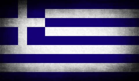 Flag of Greece with old texture. Vector Stock Illustration