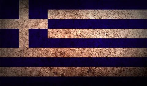 Flag of Greece with old texture. Vector Stock Illustration