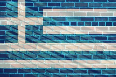 Flag of Greece painted on a brick wall. National flag and symbol of Greece Illustrazione stock