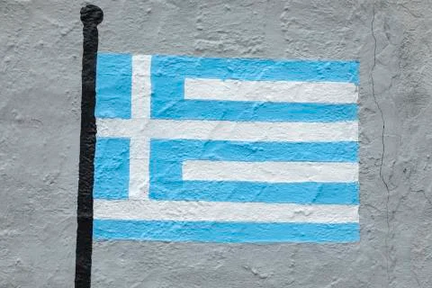 Flag of Greece, painted on a wall Stock Photos