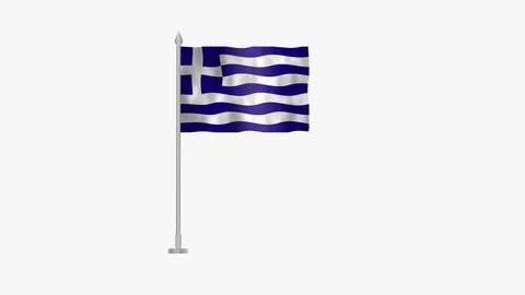Flag of Greece, Pole flag of Greece, Greece flag waving in the wind isolate.. Illustrazione stock
