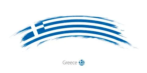 Flag of Greece in rounded grunge brush stroke. Stock Illustration