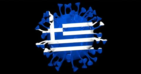 Flag of Greece on Seamless looping 3D animation of the covid-19 Corona Virus Stock Footage 166462213