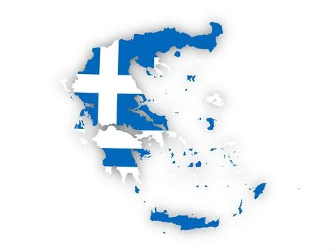 Flag of Greece in shape of the country Stock Illustration