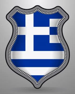 Flag of Greece. Vector Badge and Icon Stock Illustration