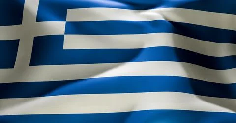 Flag of Greece waving high resolution 10K+ size Stock Illustration