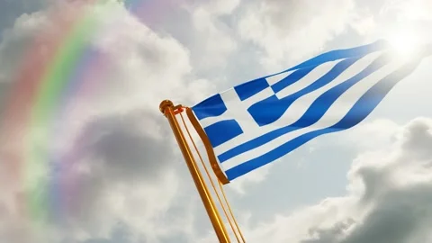 Flag of Greece Waving, Realistic Animation, 4K UHD 60 FPS Slow-Motion Stock Footage 133036310