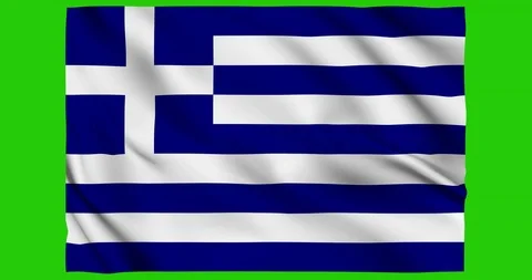 Flag of Greece waving on a samless loop over an easily removable background Stock Footage 98371663