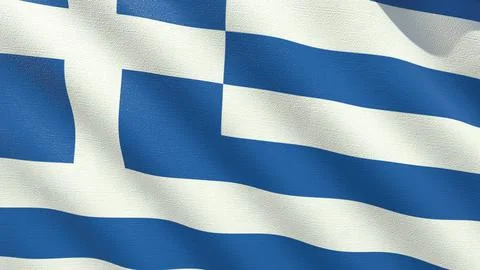 Flag of Greece waving in the wind 3d-rendering イラスト素材