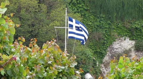 Flag of Greece waving in the wind Stock Footage 62338793