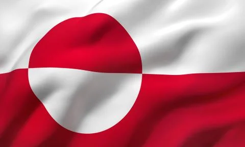 Flag of Greenland blowing in the wind Stock Illustration