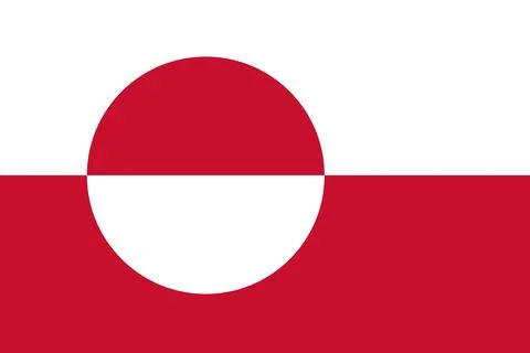 Flag of Greenland rectangle icon. Rectangular Greenland flag official colours Illustrazione stock