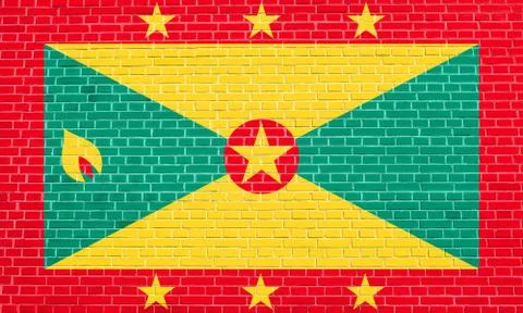 Flag of Grenada on brick wall texture background Stock Illustration