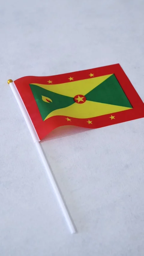Flag of Grenada country. Vertical shot. White background. Stock Footage 332165823