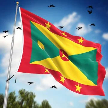 Flag of Grenada Flag of Grenada , This is a computer generated and 3d rend... Stock Photos