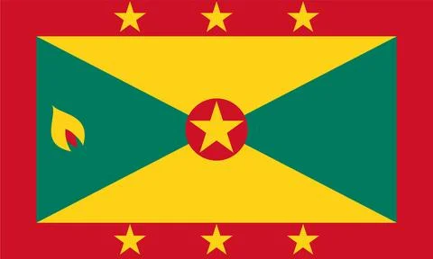 Flag Of Grenada, Grenada flag, National flag of Grenada. Stock Illustration
