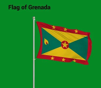 Flag Of Grenada, Grenada flag, National flag of Grenada. pole flag of Grenada Illustrazione stock
