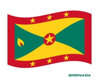 Flag Of Grenada, Grenada flag, National flag of Grenada. wavy flag of Grenada Stock Illustration