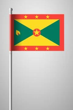 Flag of Grenada. National Flag on Flagpole Stock Illustration