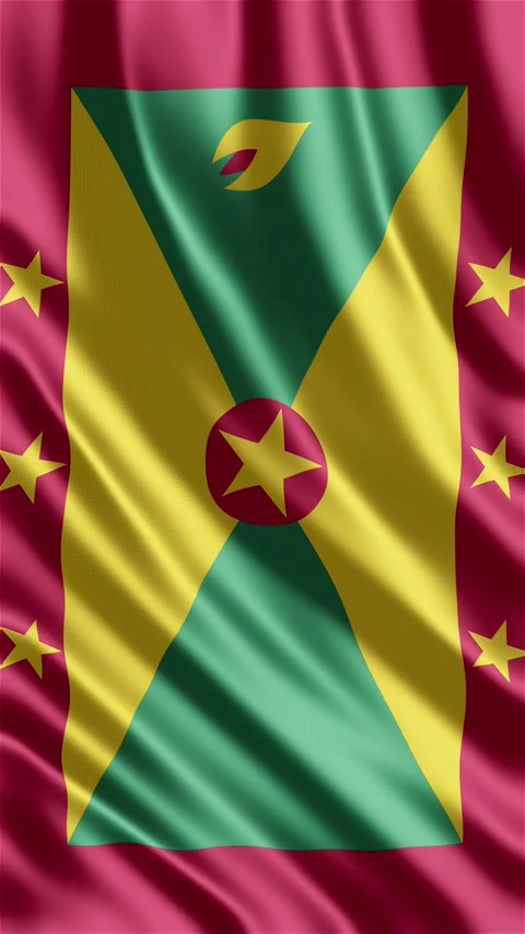 Flag of GRENADA national waving in the wind full screen Stock Footage 335027165