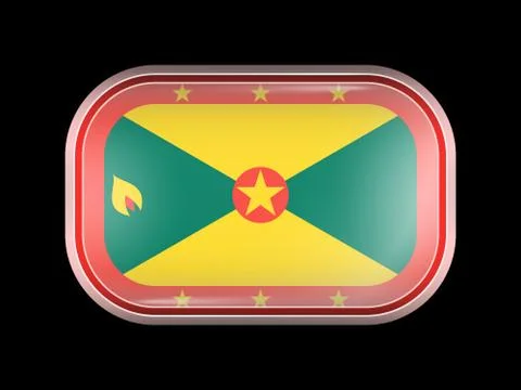 Flag of Grenada. Rectangular Shape with Rounded Corners Stock Illustration