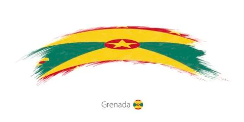 Flag of Grenada in rounded grunge brush stroke. Stock Illustration