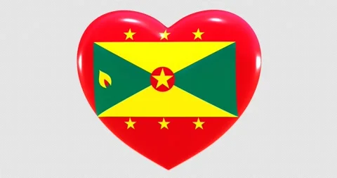 Flag of Grenada on turning Heart 3D Loop Animation with Alpha Channel 4K UHD Stock Footage 168828041