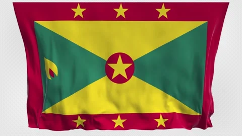 Flag of GRENADA vertical national waving in the wind on transparent backgrou Stock Footage 335027690