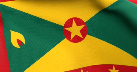 Flag of Grenada Waving 3D Animation Close up, 4K UHD 60 FPS Stock Footage 162186764