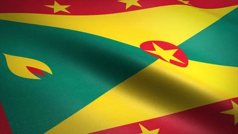 Flag of Grenada. Waving flag with highly detailed fabric texture seamless Stock Footage 121728034
