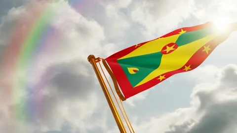 Flag of Grenada Waving, Realistic Animation, 4K UHD 60 FPS Slow-Motion Video stock 133036343