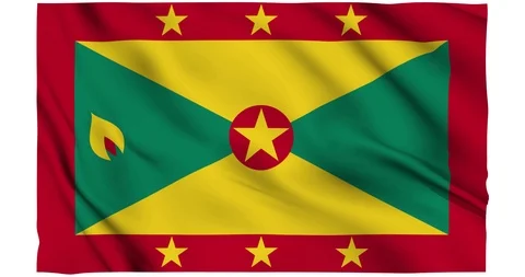 Flag of Grenada waving on a samless loop over an easily removable background 스톡 동영상 98371668