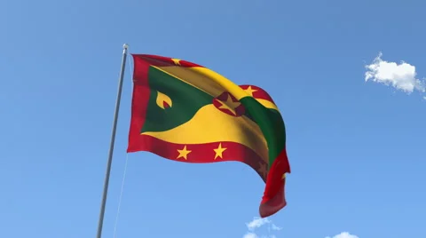 The flag of Grenada Waving on the Wind. Video stock 40807898