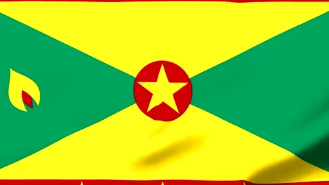 Flag of Grenada waving in the wind with star emblem Video stock 343574040