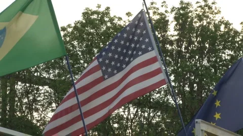 Flag group at rodeo closer view Stock Footage 6570075