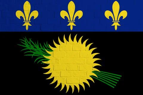 Flag of Guadeloupe. Brick wall texture of the flag of Guadeloupe Stock Illustration