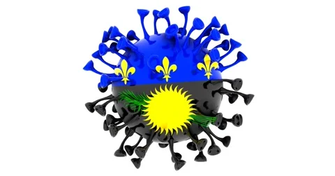 Flag of Guadeloupe on Seamless looping 3D animation of the covid-19 Corona Virus Stock Footage 166462246