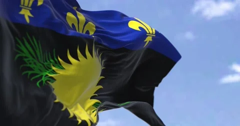 Flag of Guadeloupe waving in the wind on a clear day Stock-Footage 201739848