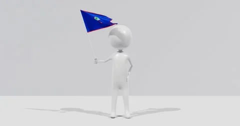 Flag of Guam. 3D Character holding and waving flag 4K UHD 60FPS Stock Footage 224516557