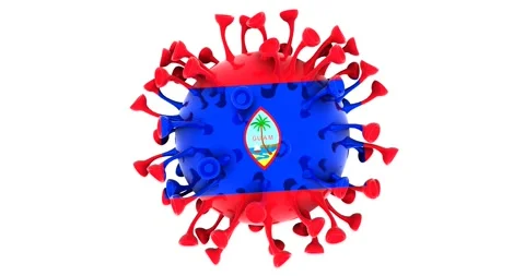 Flag of Guam on Seamless looping 3D animation of the covid-19 Corona Virus Stock Footage 166462251