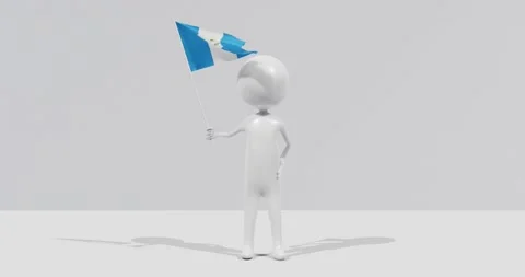 Flag of Guatemala. 3D Character holding and waving flag 4K UHD 60FPS Video stock 224516563