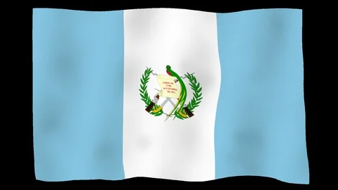 Flag of Guatemala, 60 fps, slow motion, lopped, alpha channel Stock Footage 100536634