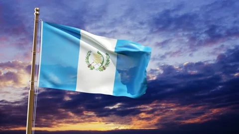 Flag of Guatemala against the sunset Stock Footage 282030723